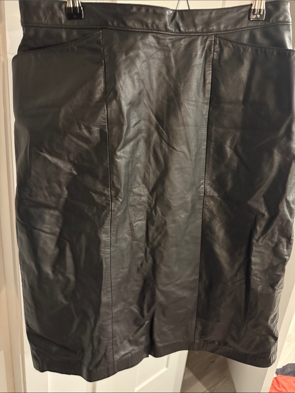 Black Leather Panel Pencil Skirt